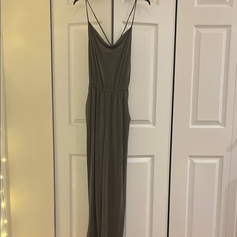 Express Army Green Sleeveless Cowl Neck Jumpsuit